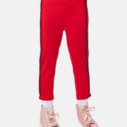 One Friday Side Tape Embellished  Leggings - Red-image-2