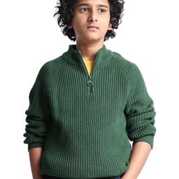 Pine Kids Knitted Full Raglan Sleeves Sweater with Cable Knit Design - Green-image-93