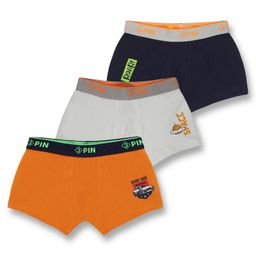 3PIN Cotton Elastane Pack Of 3 Space & Car Racing Theme Printed Trunks - Orange Pink & Black-image-46