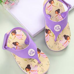 Babyoye Flip Flops with Velcro Closure & Fairy Print - Purple-image-12