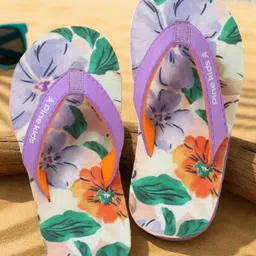 Pine Kids Slip On Floral Printed Flip Flops - Purple-picture-45