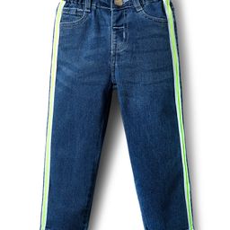 Babyhug Full Length Solid Denim Jeans With Stretch & Tape Design - Blue-image-86