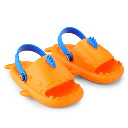 HOPPA SWEDEN Fish Designed Slingback Clogs - Orange & Royal Blue-image-82