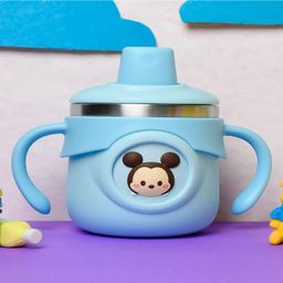 Sparkle Joy Stainless Steel Insulated Hot & Cold Sipper Bottle for Kids/Double Wall & Vacuuming/Sipper Cups with Straw/Travelling Water Bottle for Kids with Straw (260ml) - Sky-blue-27