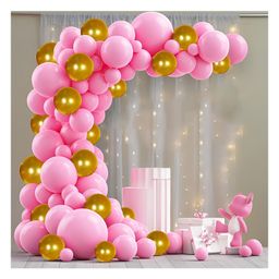 Funcart Gold and Pink Metallic Latex Balloons - Pack of 50-image-82