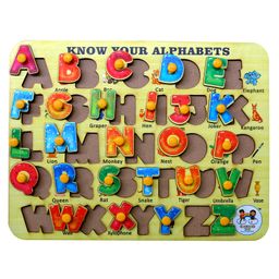 Enjunior Box Fruits Alphabets & Solar System  Wooden Puzzle With Knobs - 48 Pieces image 2