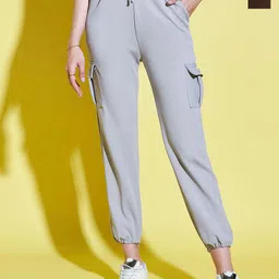 DIMPY GARMENTS Women Pack of 2 Solid Relaxed Fit High-Rise Flat-Front Joggers Trousers-image-13