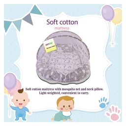 Kwitchy Baby Bedding Set Luxury Cushioned Mattress with Mosquito Net & Sleeping Bag Combo (0-12 Months) Grey image 3