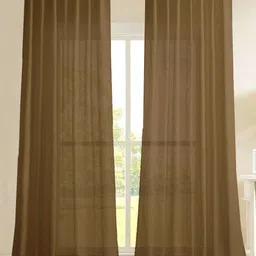 HOMEMONDE Brown Set of 2 Sheer Door Curtain-43