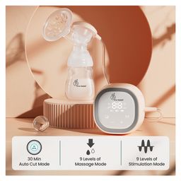 R for Rabbit First Feed Nova Electric Breast Pump with 9 Level Of Massage & Suction Mode - Peach image 4