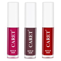 CARET ORGANIC Set Of 3 Super-Pigmented Liquid Matte Lipsticks - 2 ml Each - 5 - 7 - 3-15