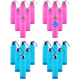 Kuber Industries Blue & Pink Set of 6 Plastic Solid Water Bottle-22