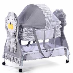 fab n funky Baby Cradle With Mosquito Net & Storage Lion Shaped - Grey image 5