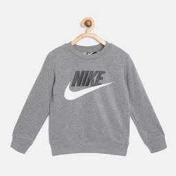 Nike Boys Grey & Black Brand Logo Print Club HBR FT Sweatshirt-image-58