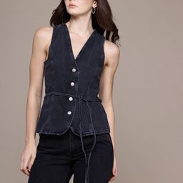 MANGO Tie-Ups Pure Cotton Denim Waistcoat-image-93