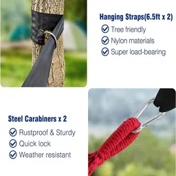 Kuber Industries AT6714-RED Red Nylon Hammock Swing image 3