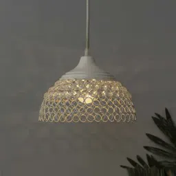 Homesake White Half Globe Crystal Hanging Lamp - Set of 1-16