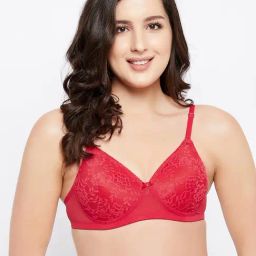 Clovia Red Lace Work Everyday Bra-image-12