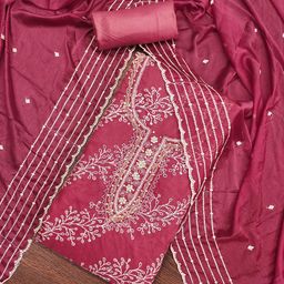 SAINOOR Embroidered Organza Semi-Stitched Dress Material-image-41
