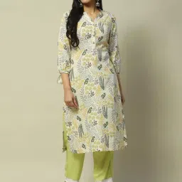Rangriti Off-White Printed Straight Kurta-image-12