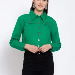 Style Quotient Green Full Sleeves Cropped Jacket-image-10