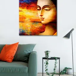 999store Orange & Yellow Abstract Buddha Face Background Wall Paintings-34