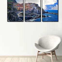 999store Blue & Grey Printed Beautiful Sea View Paintings - Set of 3-22