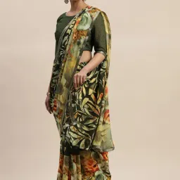 Ladusaa Multi Poly Chiffon Floral Saree with Bouse-picture-16