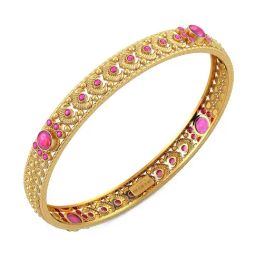 Joyalukkas 22k Yellow Gold Rose Pink Stone Bangle for Women-image-73