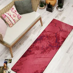 Bianca Pink & Red Microfibre Non-Slip Rug-10