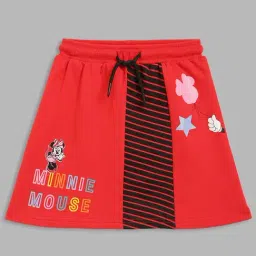 Blue Giraffe Kids Red Cotton Printed Skirt-image-50