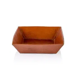 Home4U Rust Leather 15 cm Small Square Tray - Set of 1-13