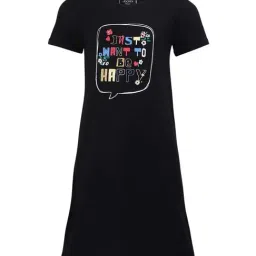 Jockey Kids Black Cotton Printed Sleep Dress-image-62