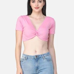 Cation Pink V Neck Crop Top-image-47