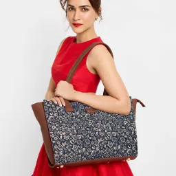 ZOUK Black Printed Large Tote Bag image 1