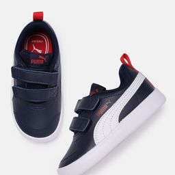 Puma Kids Navy Blue Courtflex V2 Trainer Sneakers-image-80