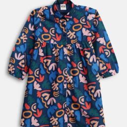 Bonkids Girls Floral Print Cotton Shirt Dress-image-1