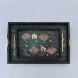 Karo Aafiya Printed Dark Green Wood Big Tray-20