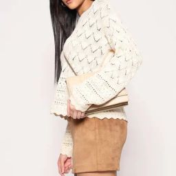 Vero Moda Beige Cotton Self Design Pullover-24