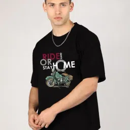 Chkokko Black Relaxed Fit Printed T-Shirt-image-84