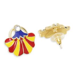 OOMPH Combo of 2 Red & Peach Pink Meenakari Enamel Stud Earrings image 5