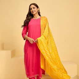 Ambraee Women Regular Gotta Patti Kurta with Trousers & With Dupatta-image-65