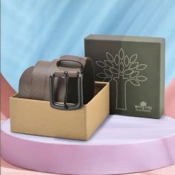Woodland Brown Textured Leather Casual Belt for Men-picture-26
