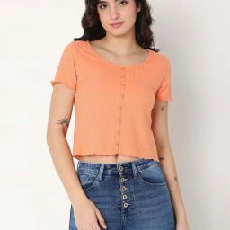 Spykar Orange Self T-Shirt-picture-18