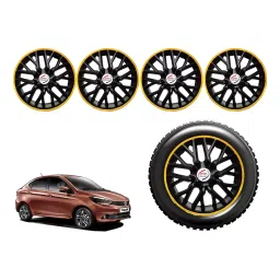Auto Pearl gBY22_R Press Type Car Wheel Cover with Retention Ring 33.02 cm (13 Inch) Glossy Black, Yellow for Tata Tiago XE Petrol (Set of 4)-image-93
