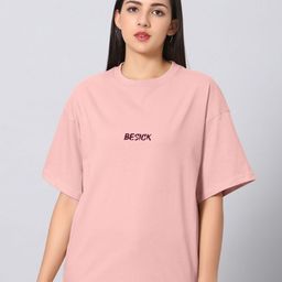 Besick Women Typography Printed Round Neck Cotton Oversized T-shirt-image-115