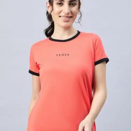 FEMEA Orange Cotton Graphic Print T-Shirt-picture-32