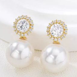 DIVASTRI Gold Plated Artificial Stones Studded & Pearls Beaded Spherical Korean Studs-46