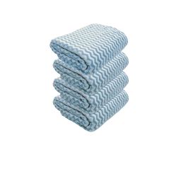 Black gold Blue 4 Piece Striped Terry Cotton 300 GSM Towel Set-picture-7