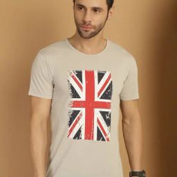 Vimal Jonney Light Grey Regular Fit Printed Crew T-Shirt-image-91